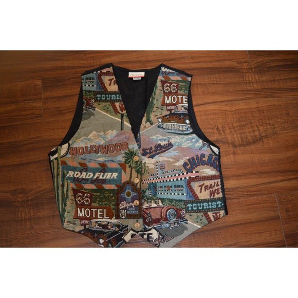 VTG Forelli Moda Internazionale Woomen's Button down Vest Print Size Large Black - Picture 4 of 5